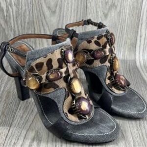 Bacio 61 Carugo Gray Animal Print High Heel Sandals